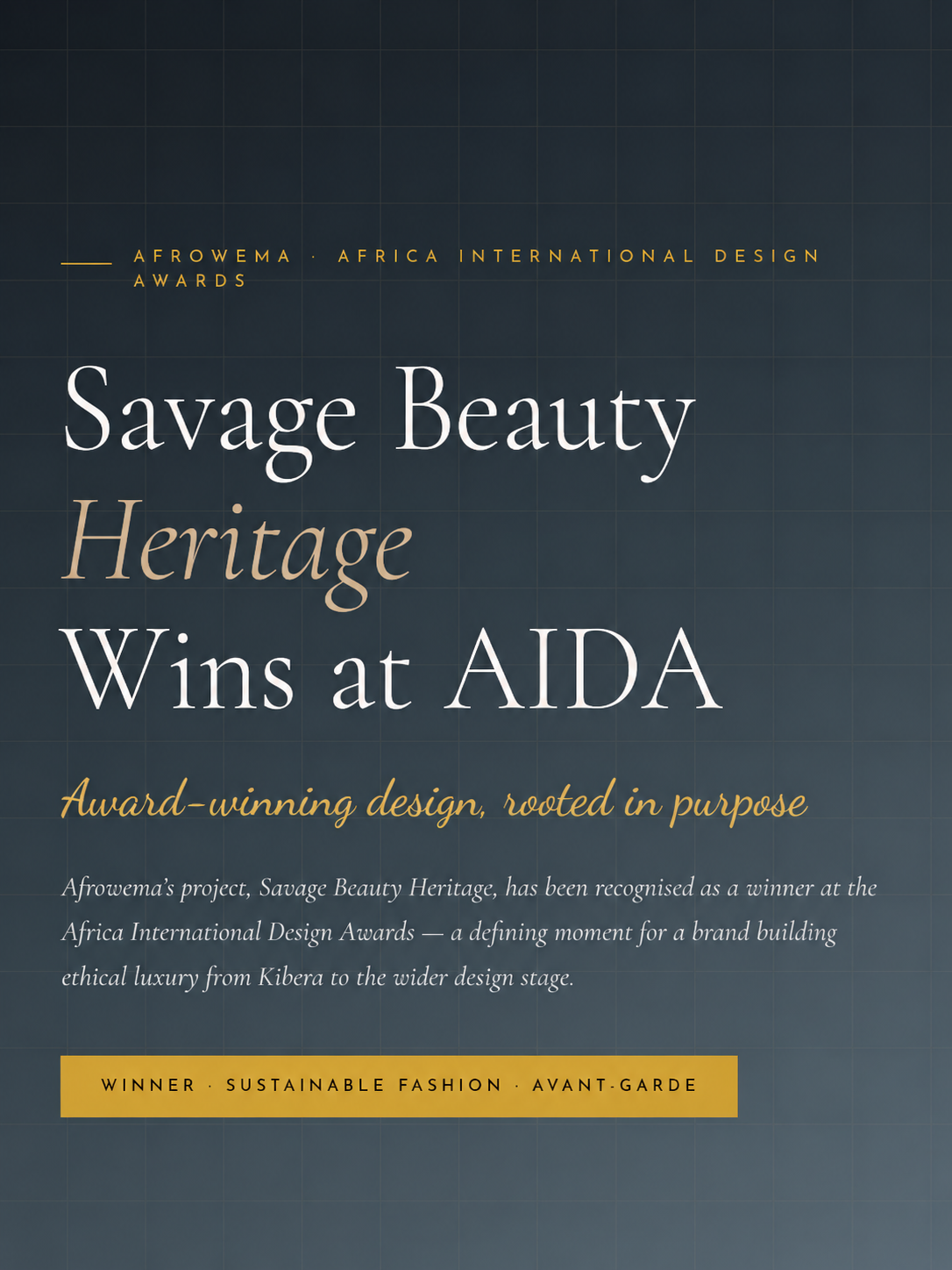 Savage Beauty Heritage Wins at AIDA 2026