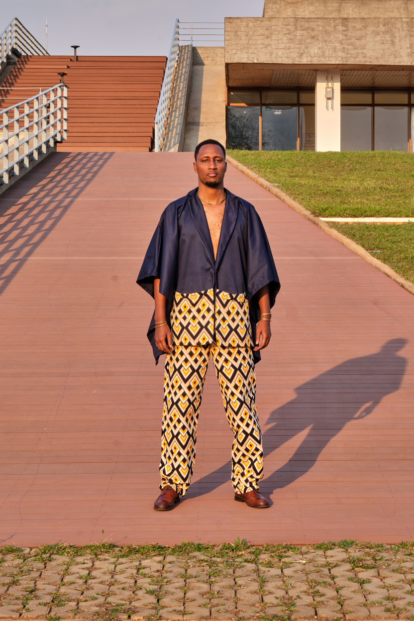 The Men's Navy Kimono Top & Diamond Trouser Set