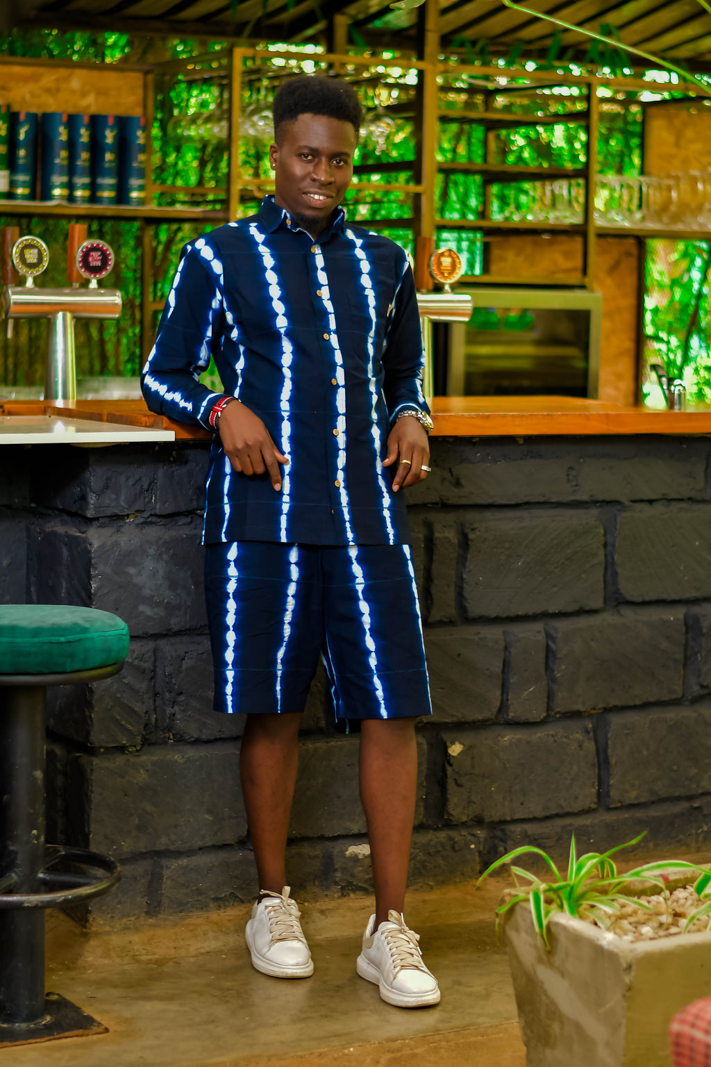 The Men's Vertical Stripe Shirt & Shorts Set