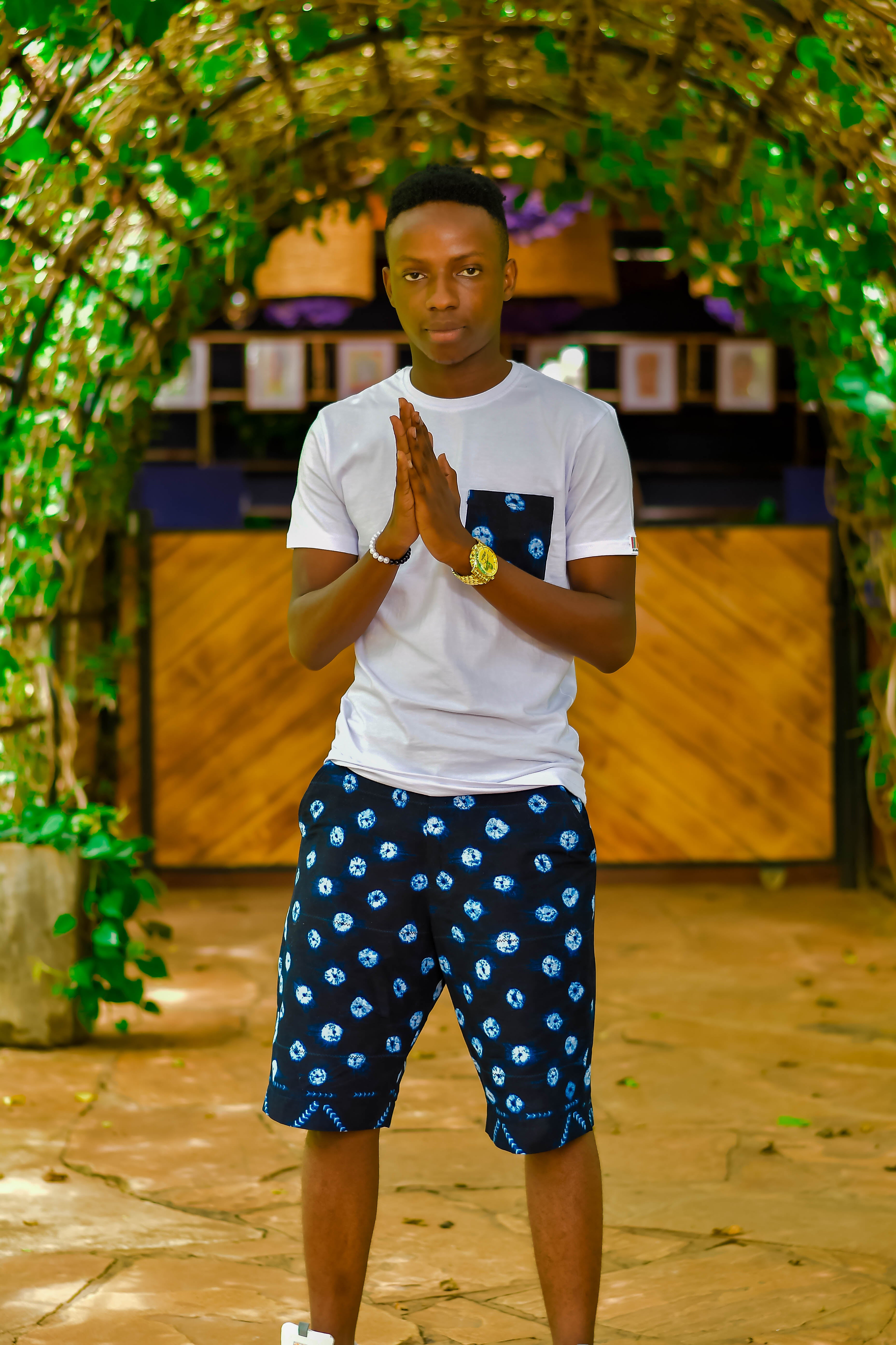 The Men's Floral Indigo Shirt & Shorts Set