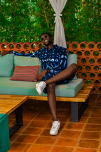 The Men's Diamond Indigo Shirt & Shorts Set