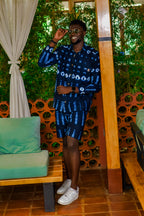 The Men's Diamond Indigo Shirt & Shorts Set