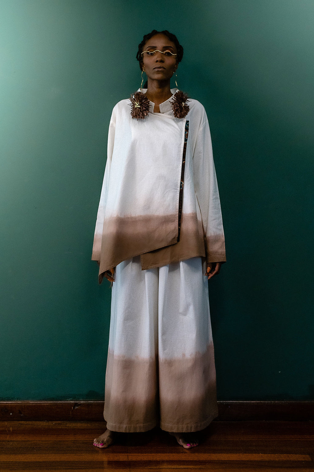 Earth Draped Asymmetric Ombré Set