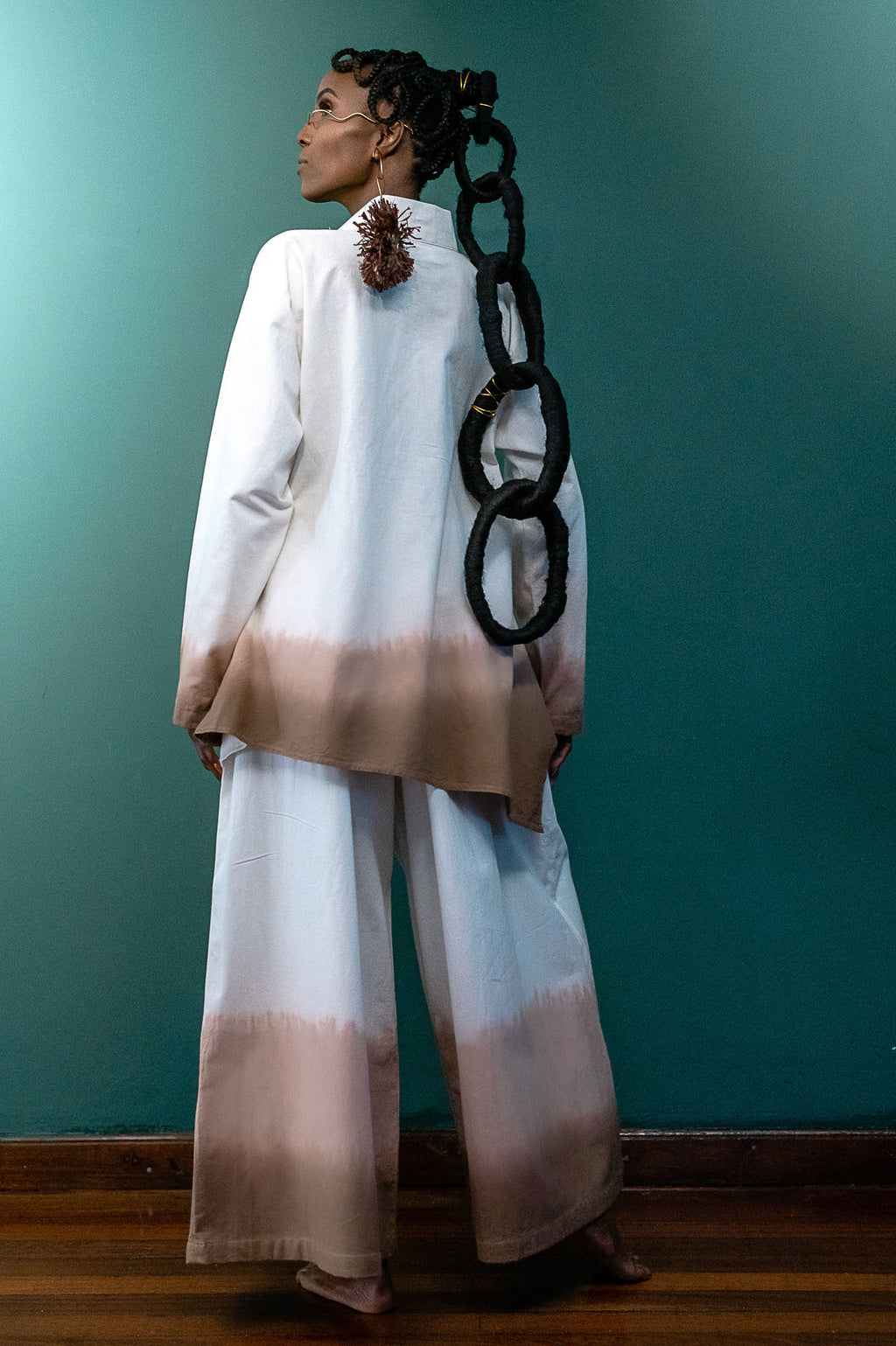 Earth Draped Asymmetric Ombré Set