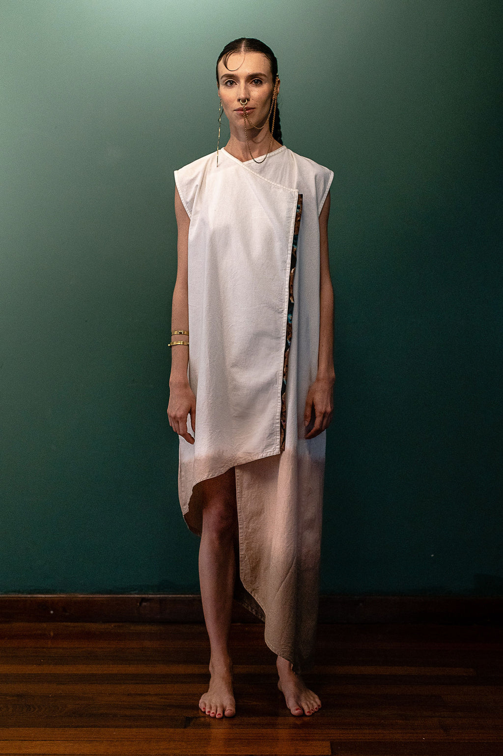 Earth Draped Asymmetric Dress
