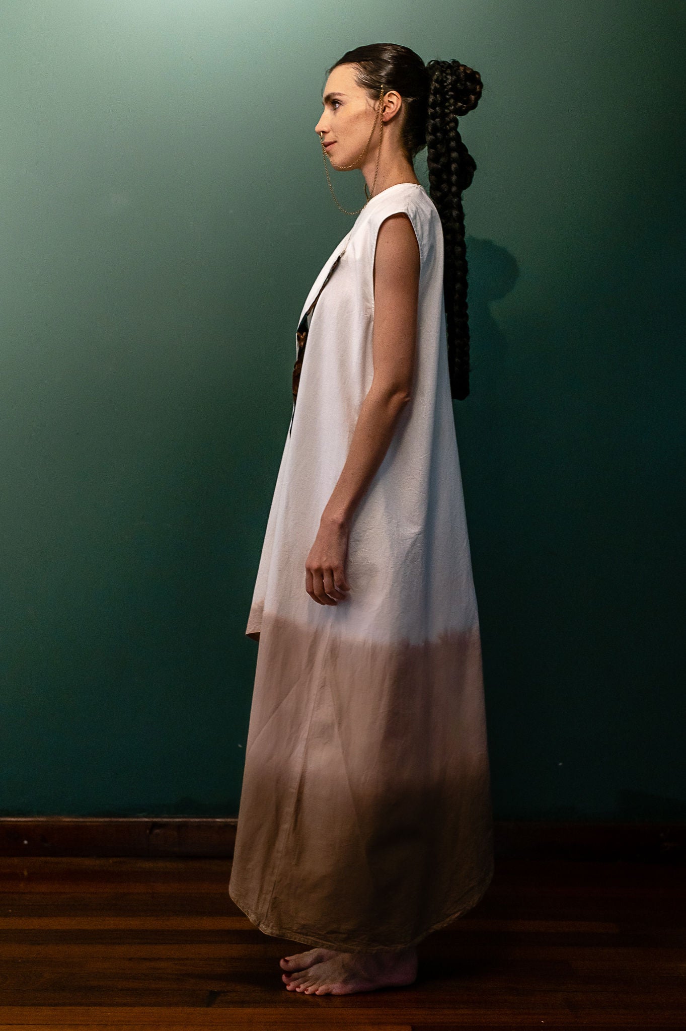 Earth Draped Asymmetric Dress