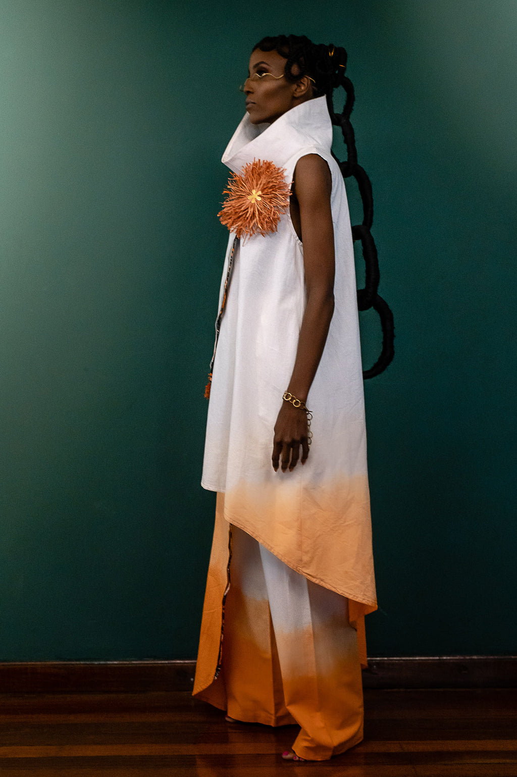 Fire Draped Hooded Ombré Tunic Set