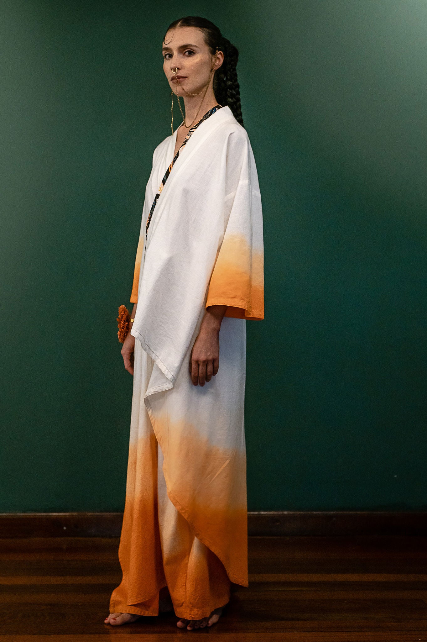 Fire Draped Sunrise Kimono Set