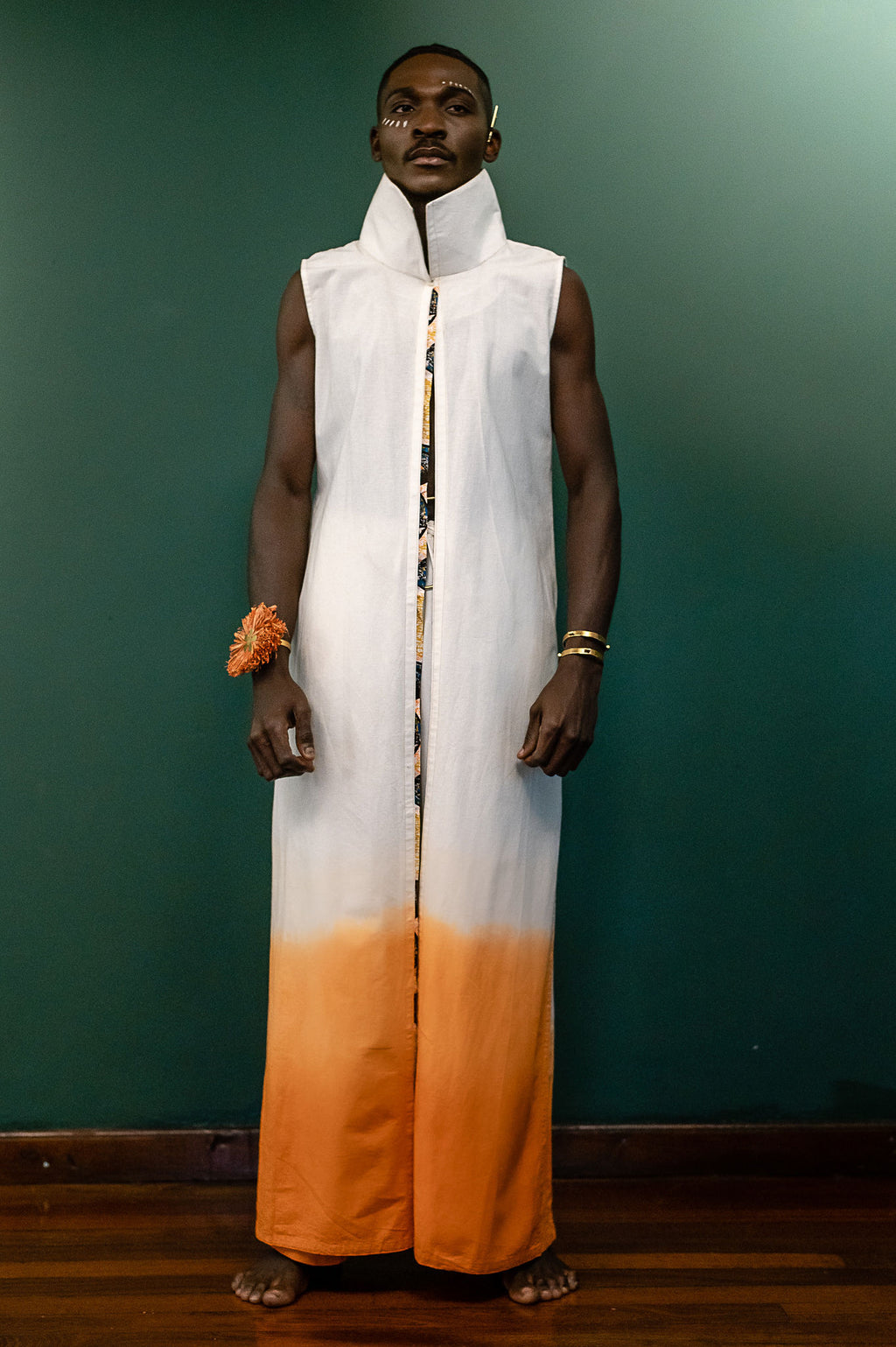 Fire Draped Sleeveless Ombré Vest Set