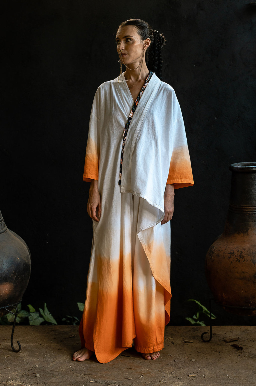 Fire Draped Sunrise Kimono Set