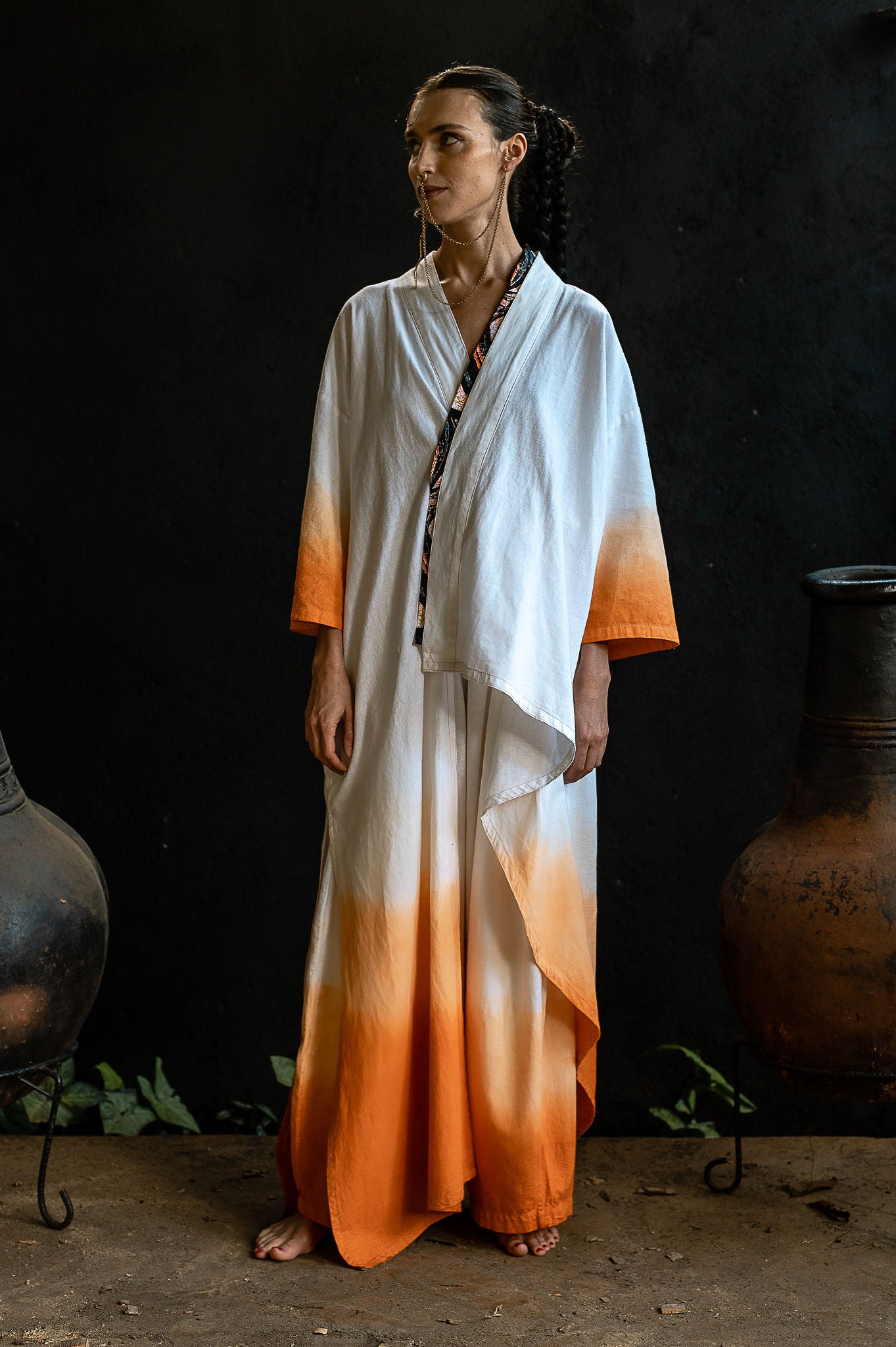 Fire Draped Sunrise Kimono Set