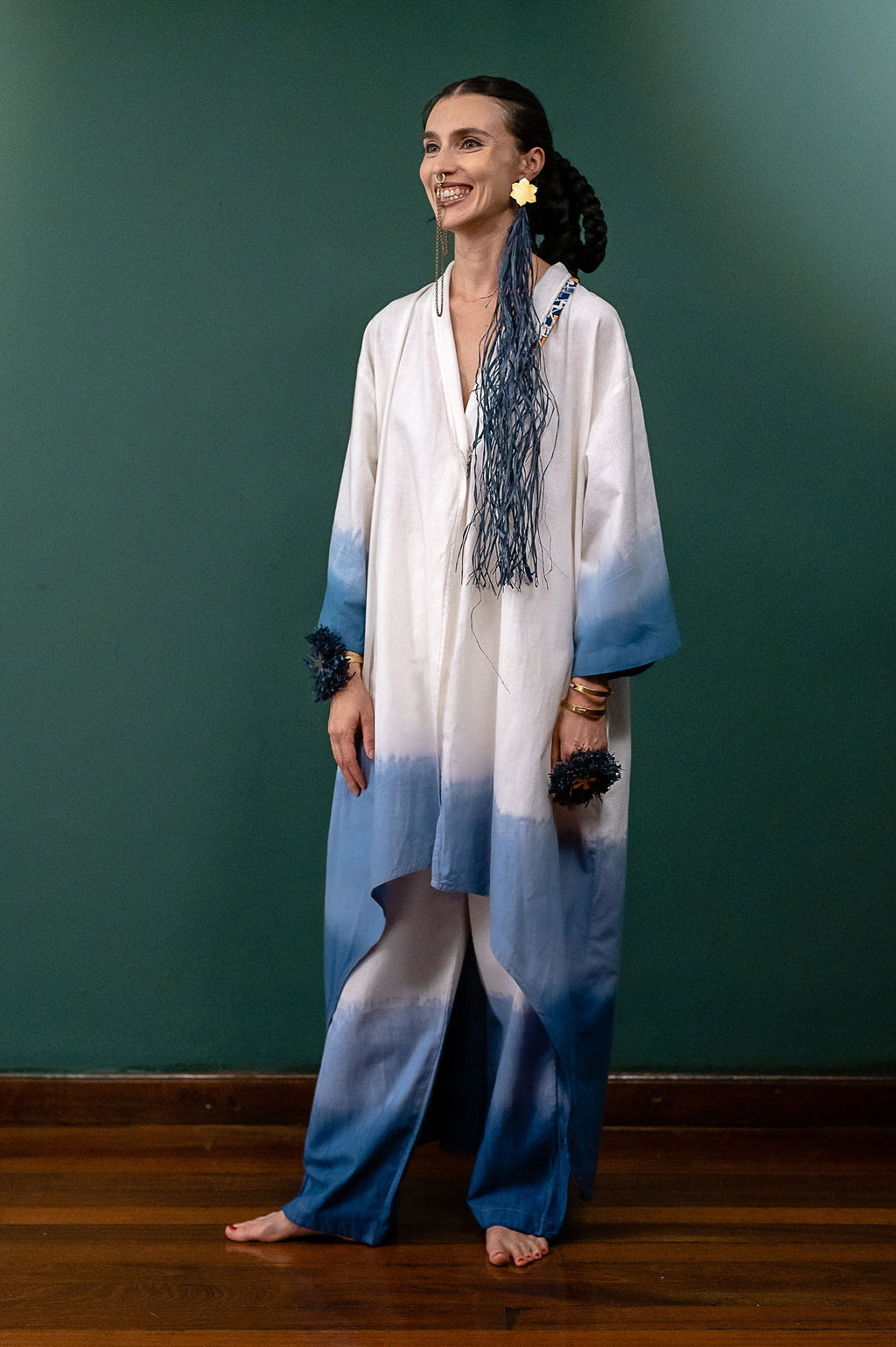 Water Draped Tide Kimono Set