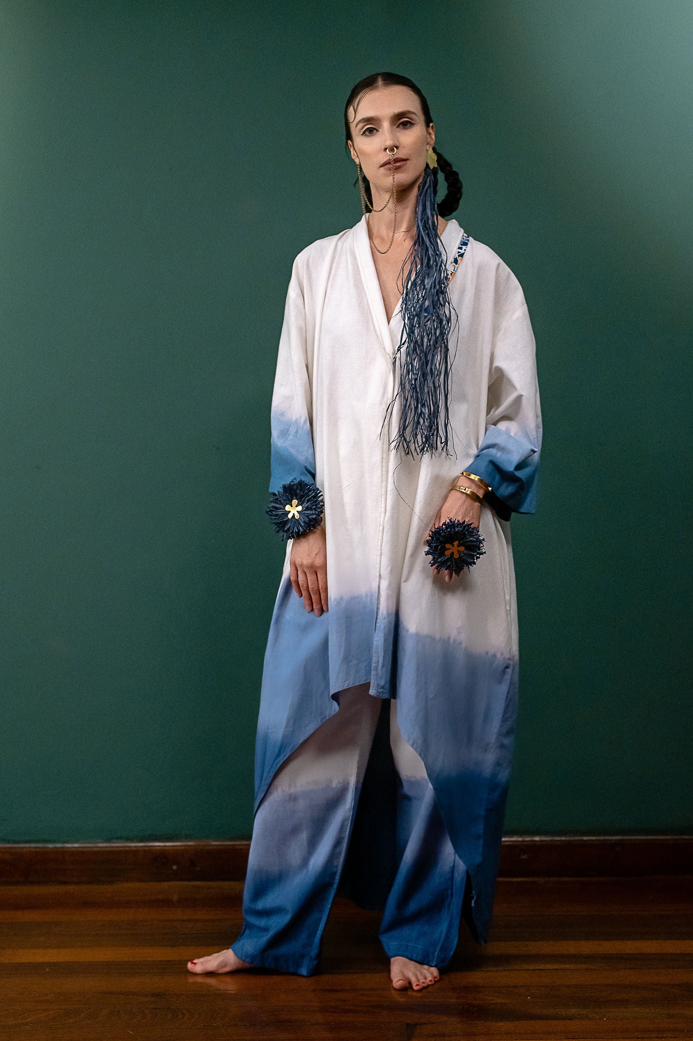 Water Draped Tide Kimono Set from AfroWema's UHAI collection, handcrafted in Kibera