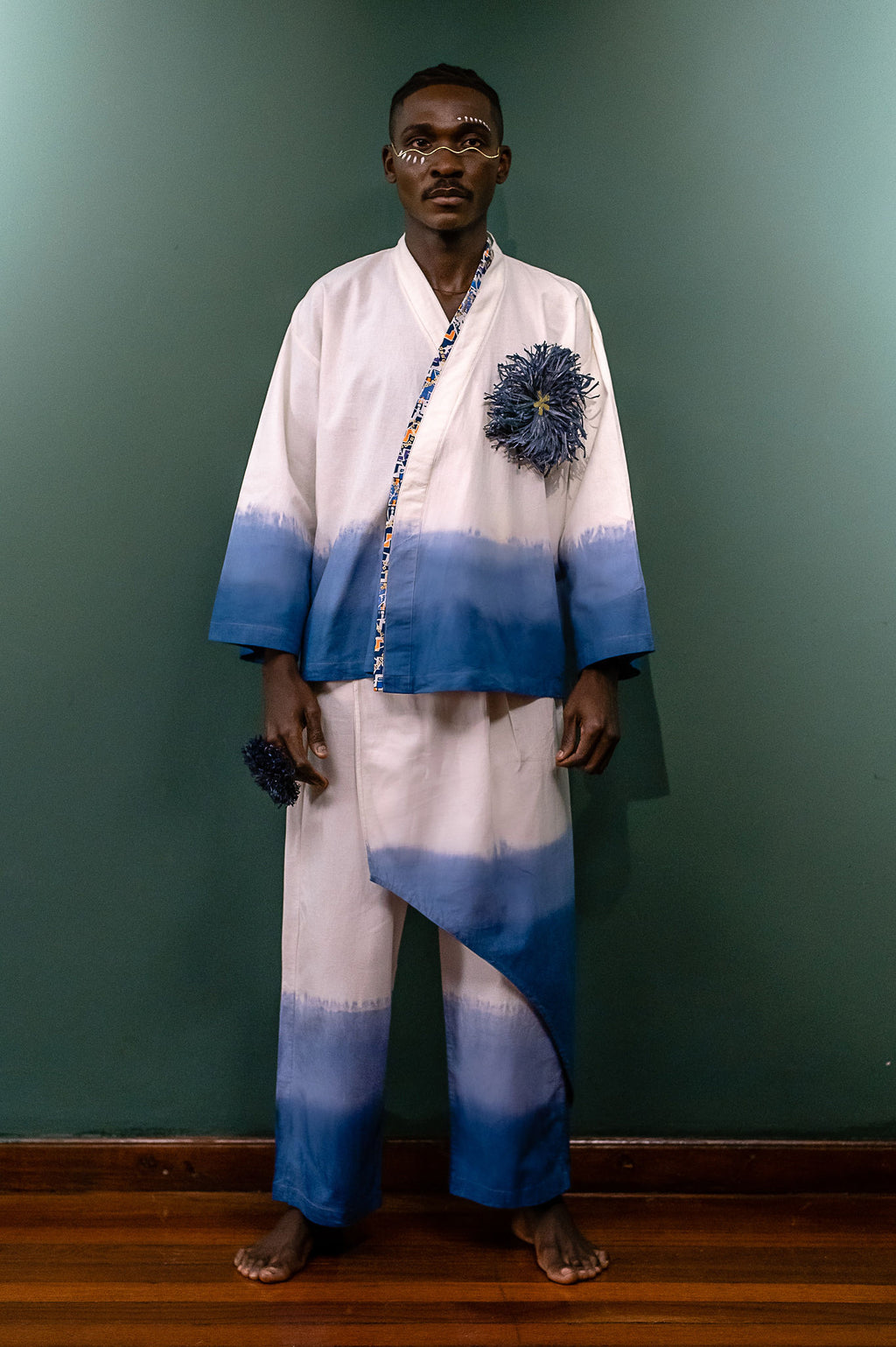 Water Draped Indigo Tide  Kimono