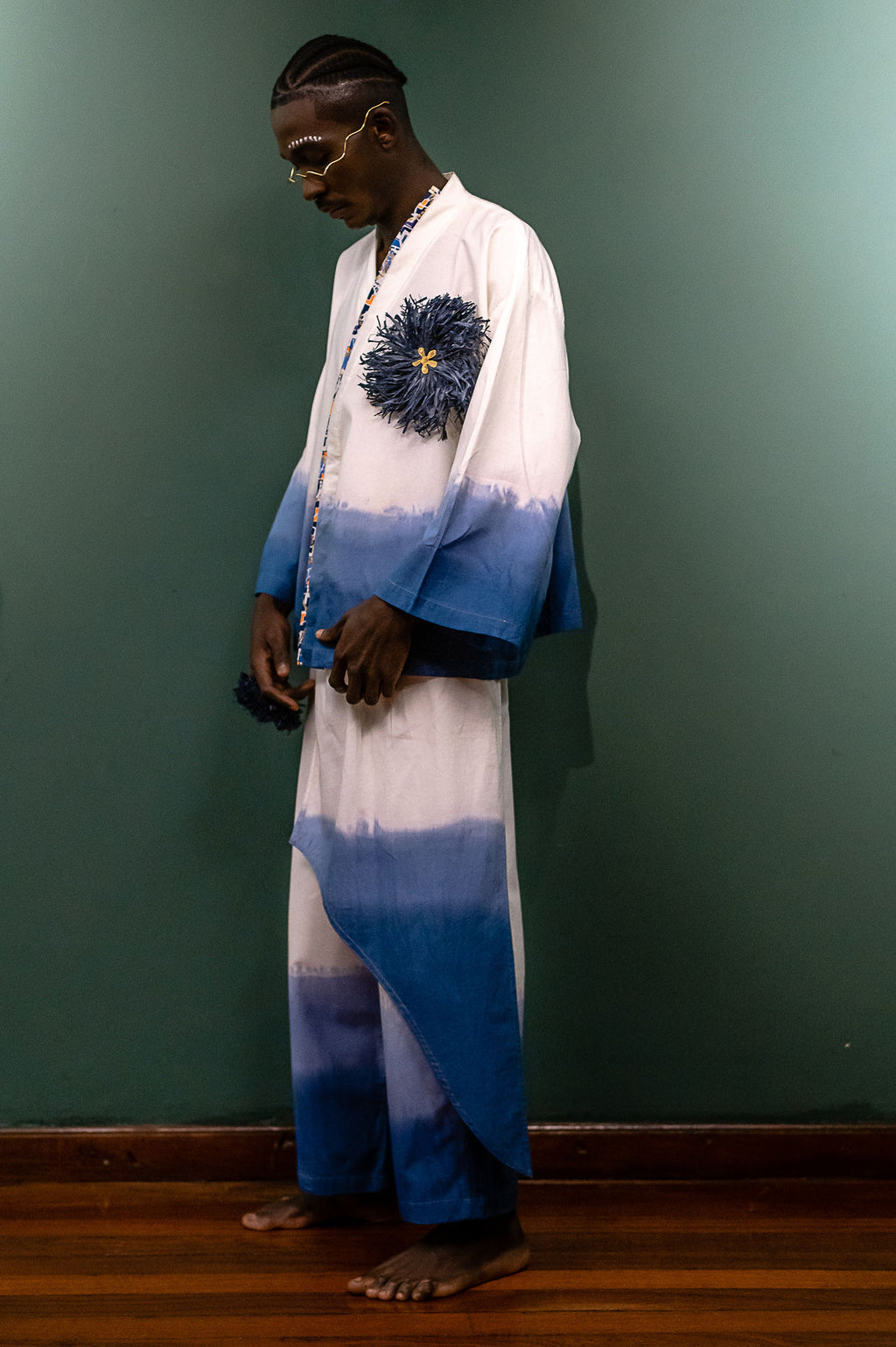 Water Draped Indigo Tide  Kimono