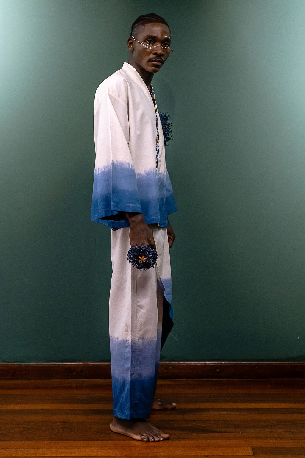 Water Draped Indigo Tide  Kimono